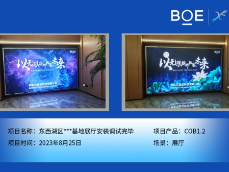 潛江東西湖區***基地展廳COB1.2安裝調試完畢